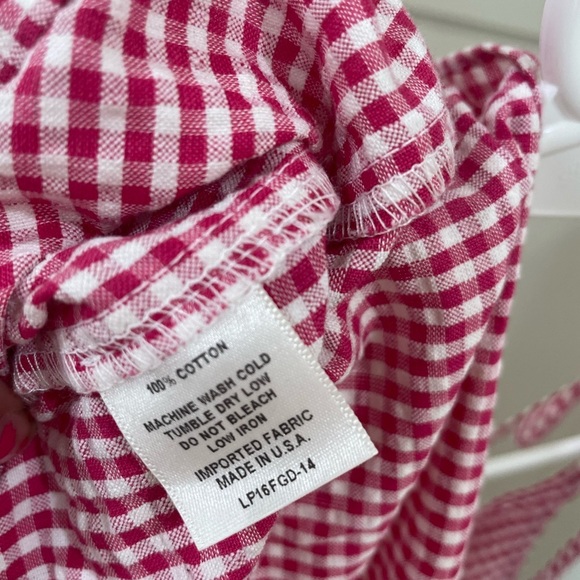 Free People Pink Gingham Mini Dress Bow Tie Straps Size XS 100% Cotton - Picture 10 of 10